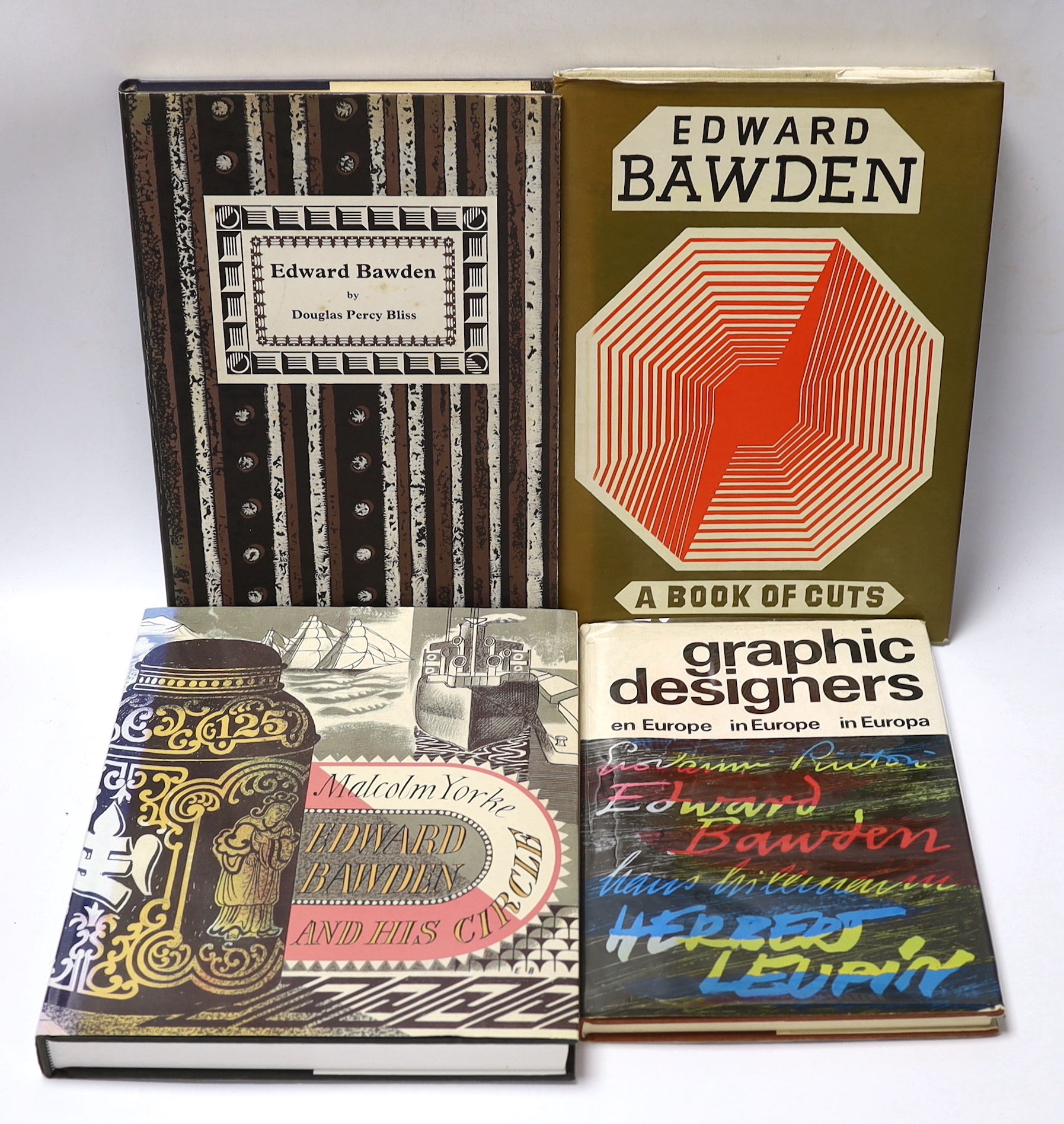 Bawden, Edward - 8 works with dust jackets and other illustrations by Edward Bawden, consisting - BBC Year Book 1947; Pintori, Giovanni, Bawden, Edward and others - Graphic Designers in Europe, 1972; Bliss, Percy Douglas